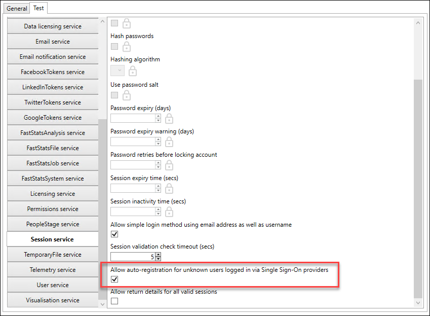 Auto-registration option in Session service settings